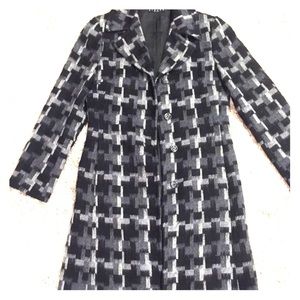 Italian grey black and white wool trench coat!
